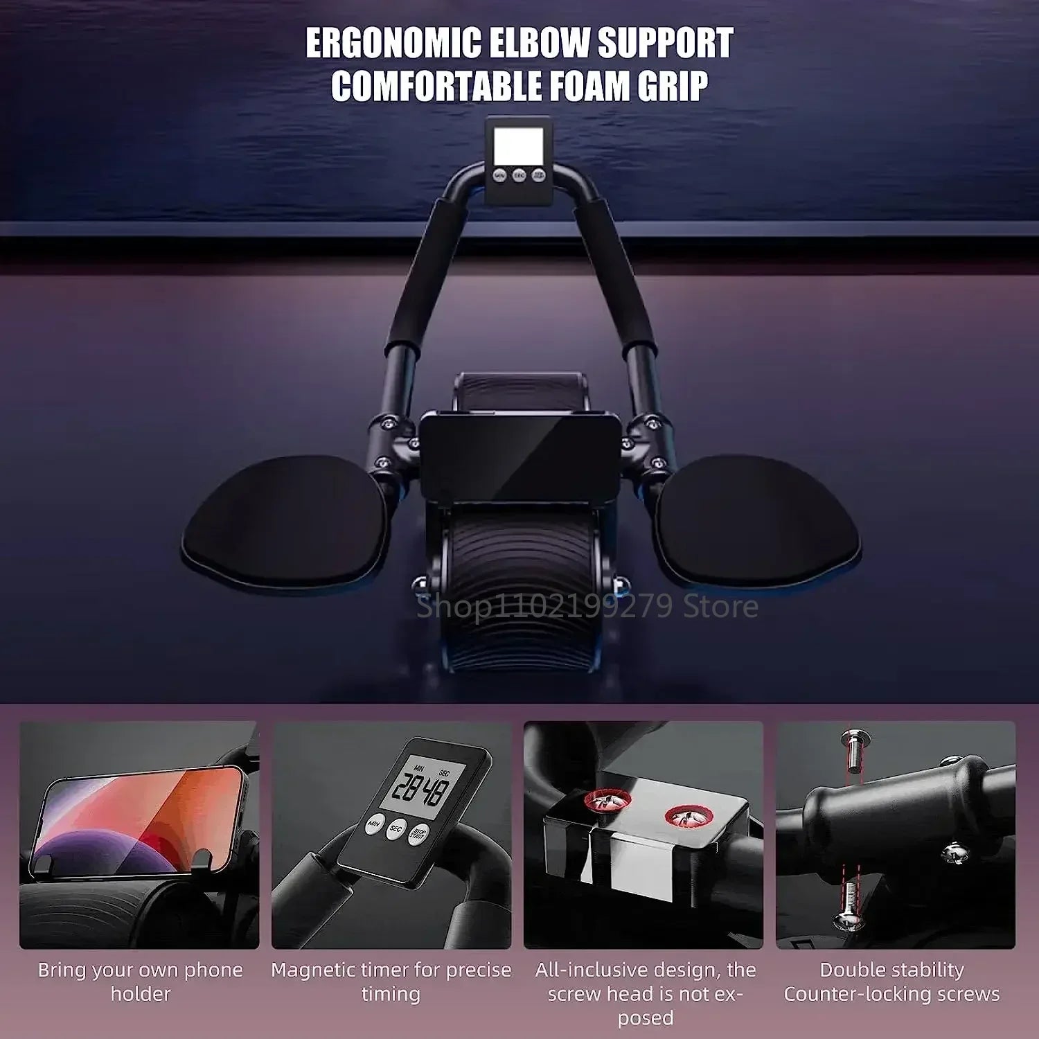 AB Roller Wheel Automatic Rebound Abdominal Muscle Training Push-up Abdominal Roll Elbow Flat Plate Home Fitness Exercise
